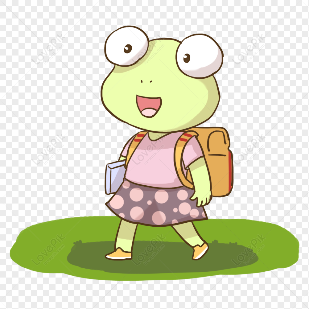 Little Frog Goes To School PNG Picture And Clipart Image For Free Download  - Lovepik | 401536215