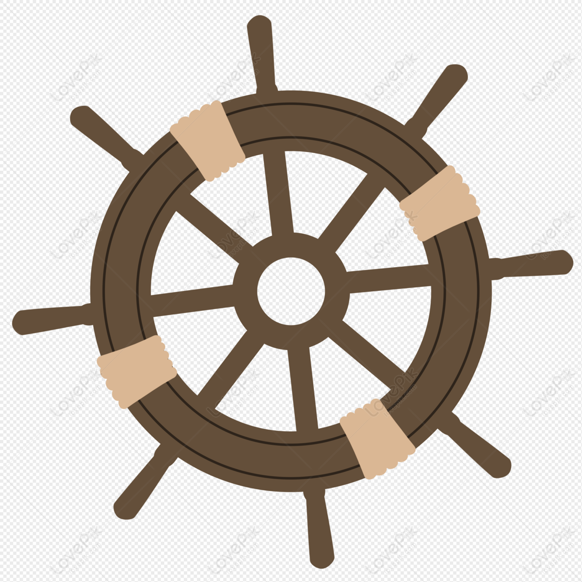 卡通灰白风格的船舵海贼王动漫图标设计透明PNG素材