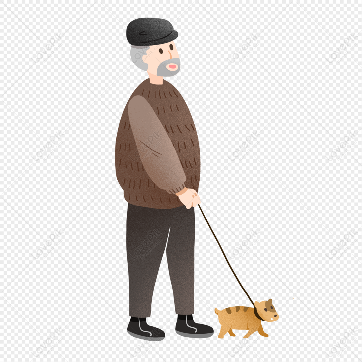 Old Man Walking The Dog In Autumn PNG Hd Transparent Image And Clipart  Image For Free Download - Lovepik | 401524274