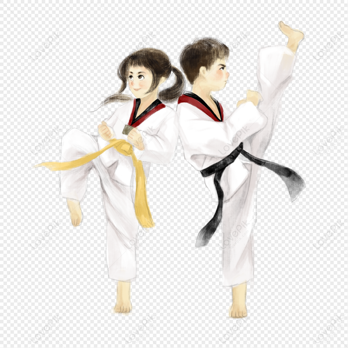 Đen Và Trắng Phong Cách Cổ điển Nhân Vật Truyền Thống Võ Thuật Taekwondo |  Nền PSD Tải xuống miễn phí - Pikbest