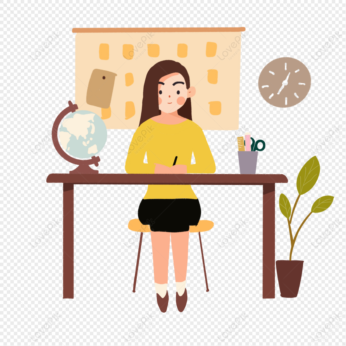 Teacher who corrects the assignment, knowledge gap, and homework, desk png image