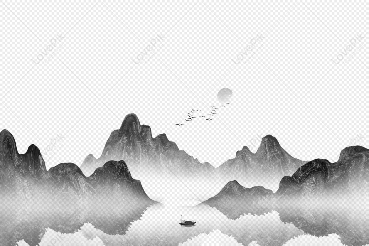 Asian Ink Landscape Painting Elements Picture PNG Picture And Clipart ...