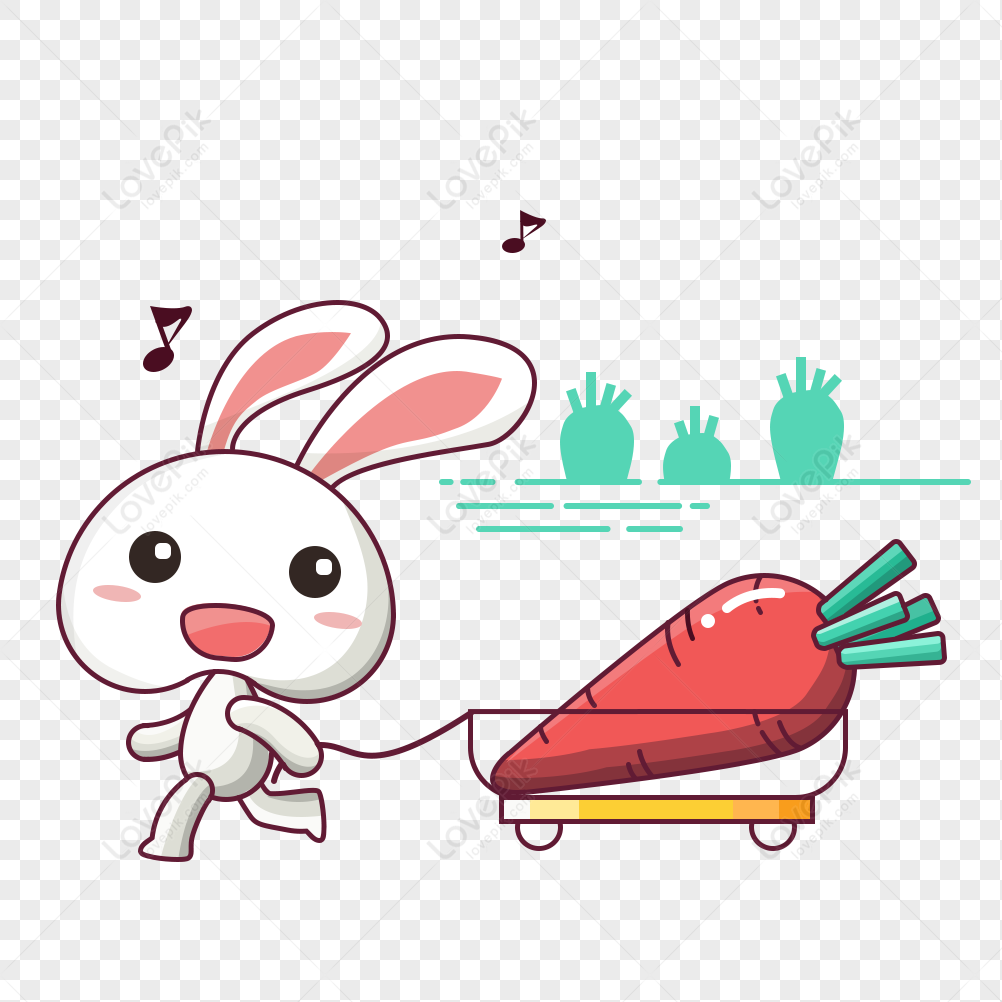 Autumn Harvest Rabbit Pulling Carrot PNG Transparent And Clipart Image For Free Download