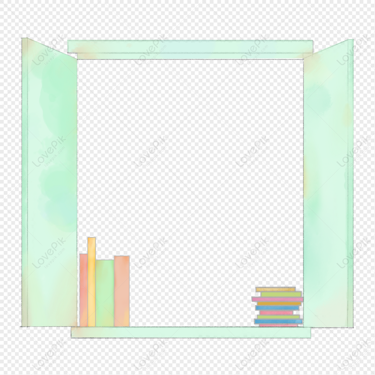 Beautiful Cartoon Border Painting Picture, Border, Window, Book PNG ...