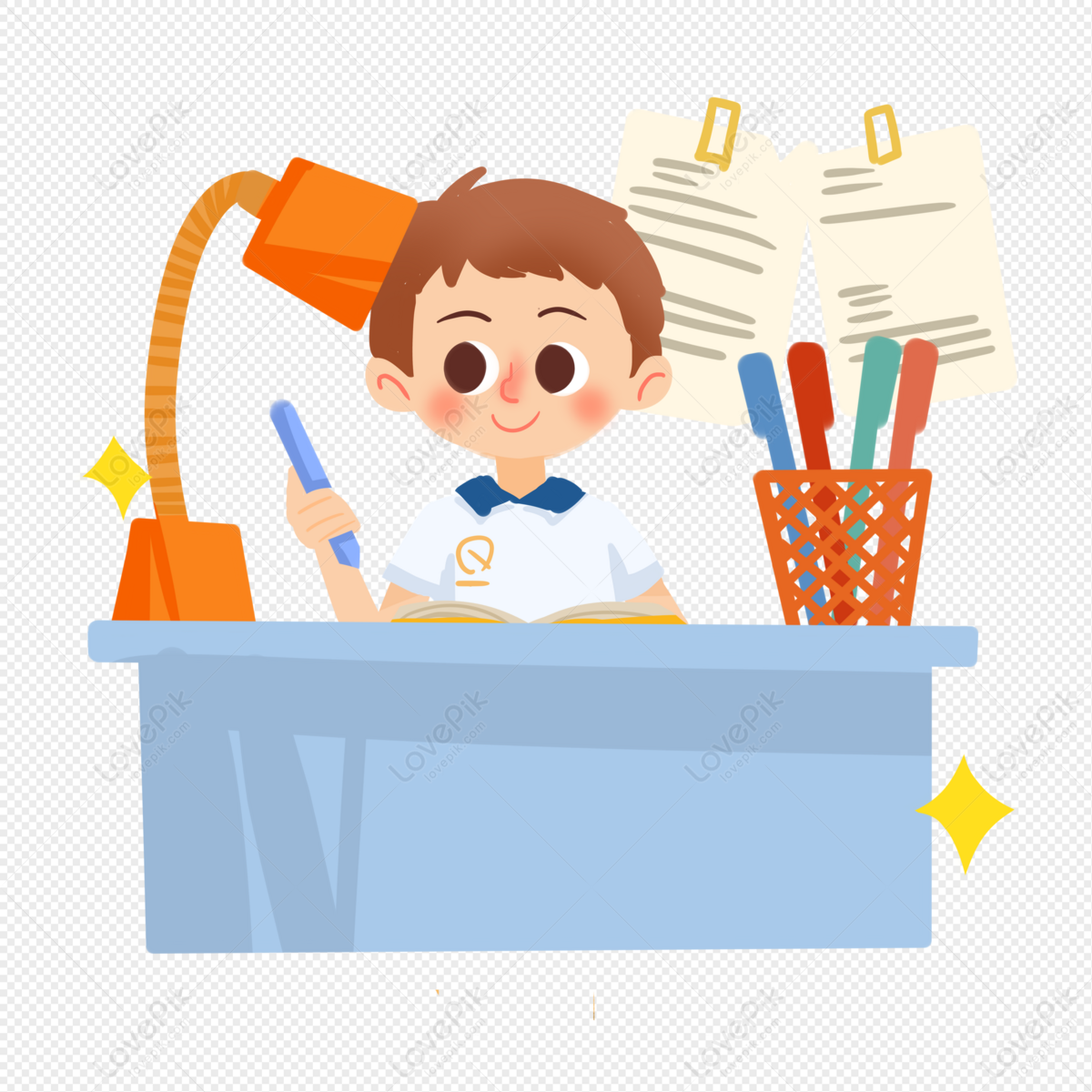 Cartoon Boy Concentrates On Homework PNG Transparent Background And Clipart  Image For Free Download - Lovepik | 401570160