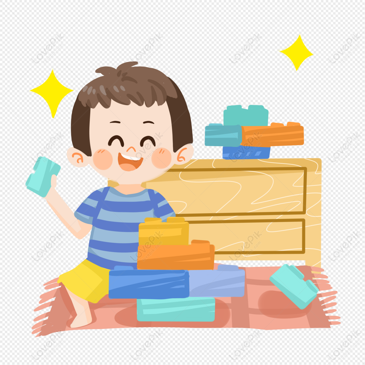 Cartoon Boy Playing Early Childhood Education With Building Bloc PNG  Transparent Background And Clipart Image For Free Download - Lovepik |  401571070