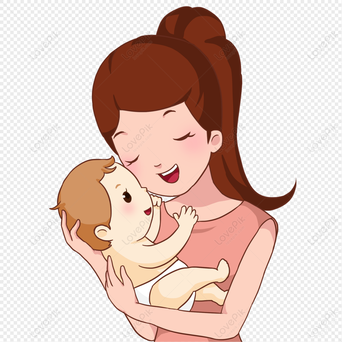 Cartoon Mother And Child Happy Illustration Free PNG And Clipart Image For  Free Download - Lovepik | 401565269