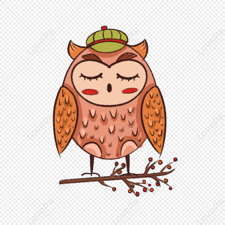 Cartoon Owl On A Branch PNG White Transparent And Clipart Image For Free  Download - Lovepik | 401548912