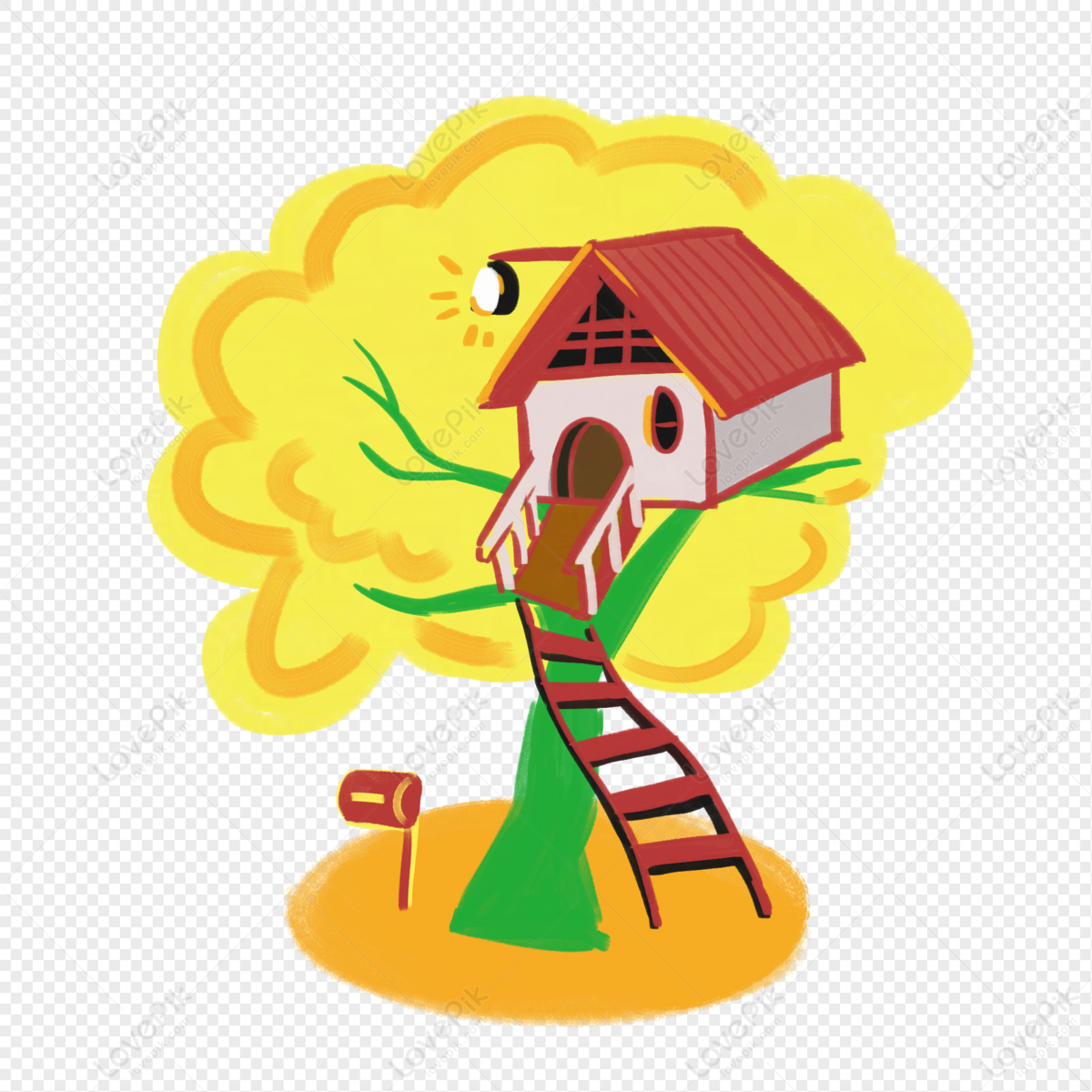 Cartoon Pretty Tree House PNG White Transparent And Clipart Image For Free  Download - Lovepik | 401549662