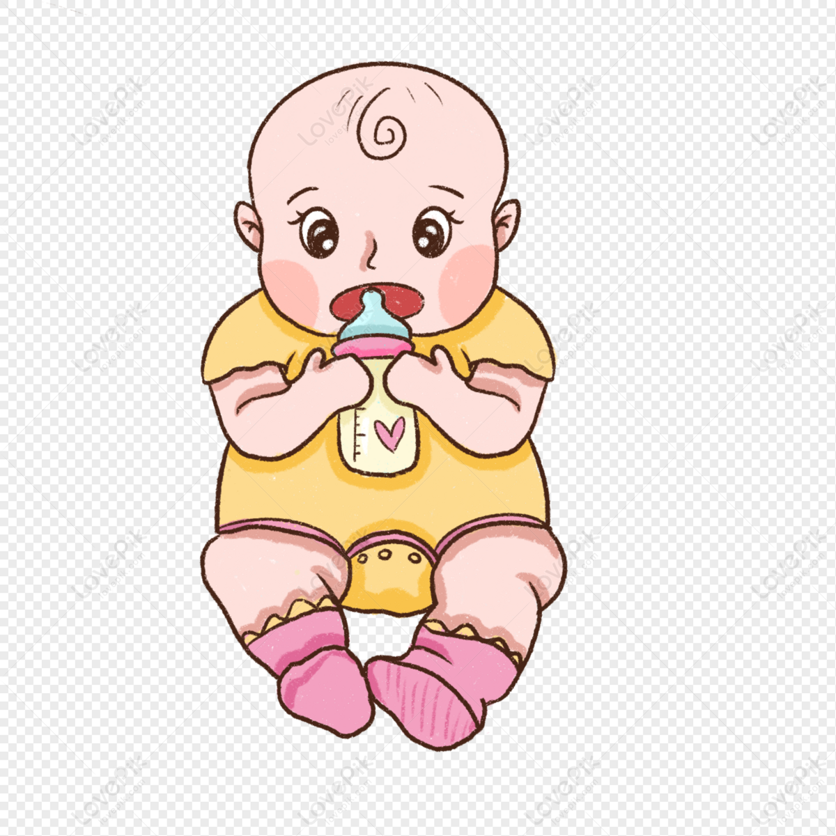 Cartoon Yellow Clothes Baby Drinking Milk PNG White Transparent And Clipart  Image For Free Download - Lovepik | 401551872