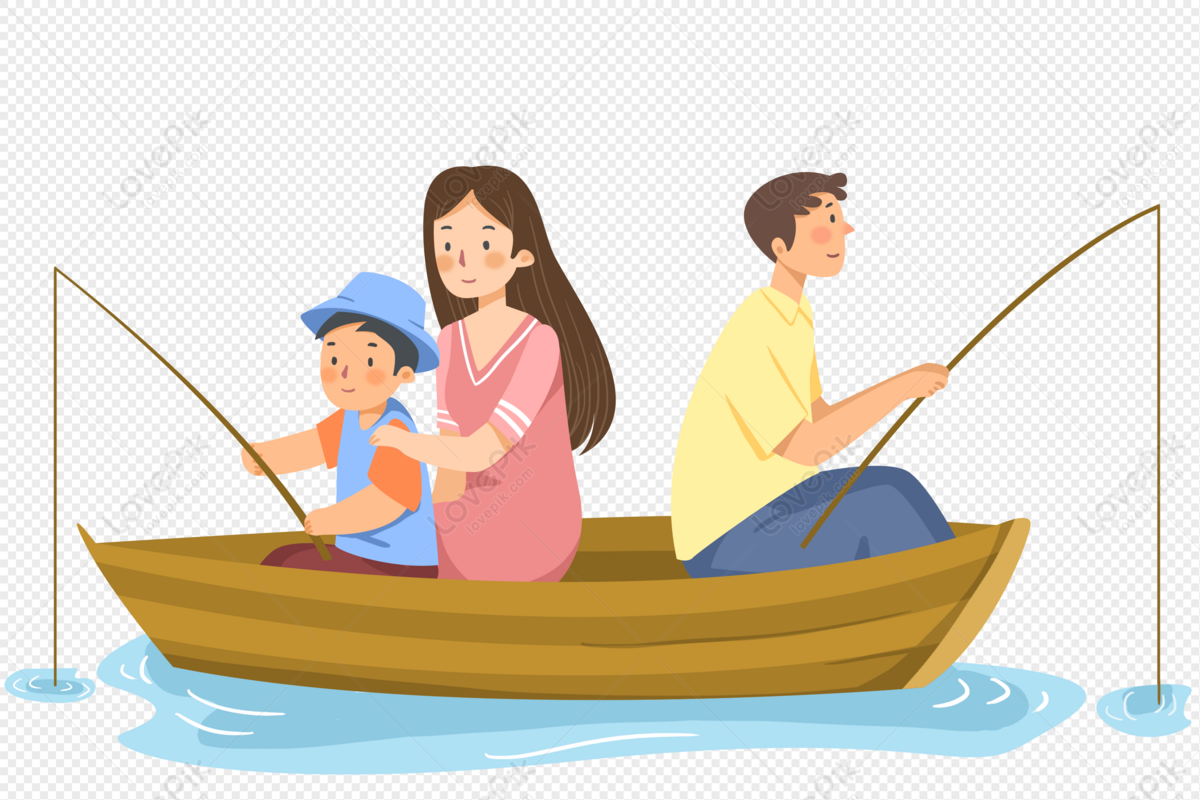 Family on a national holiday fishing trip, family, material, family trip png transparent background