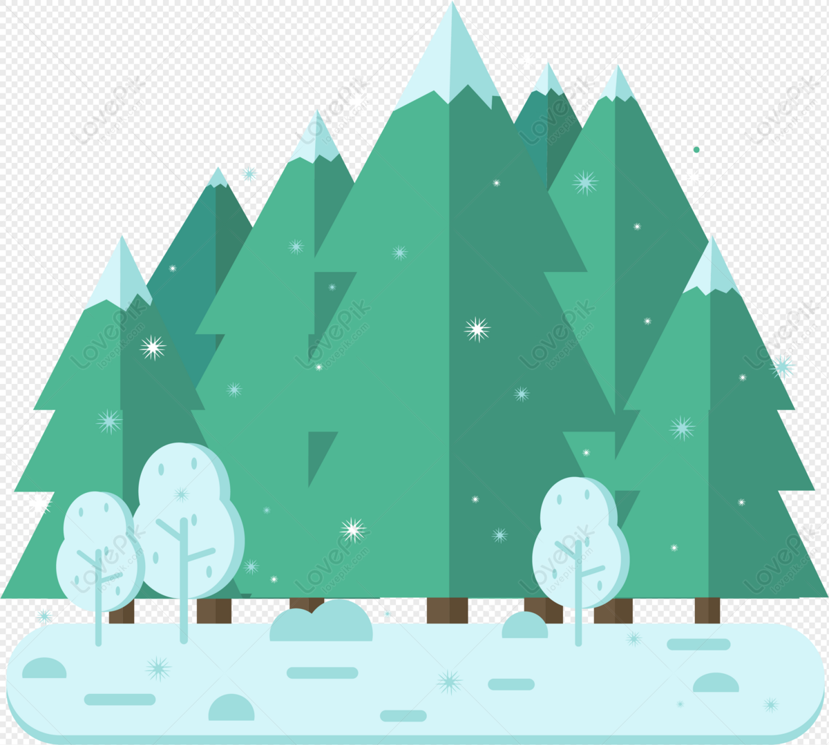 Forest Snow Scene Flat Illustration, Scene, Forest, Forest Illustration ...