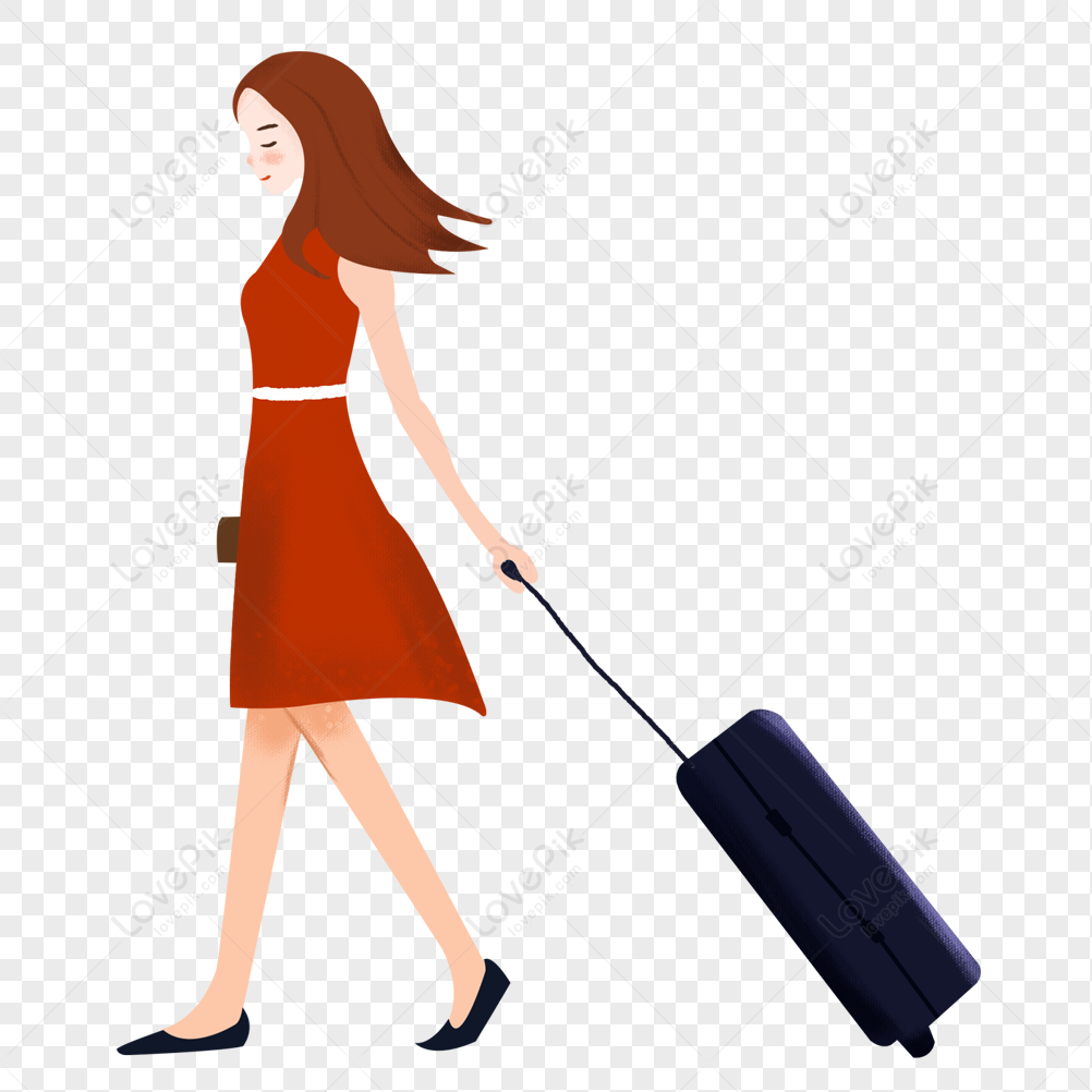 Girl Carrying Luggage PNG Image And Clipart Image For Free Download -  Lovepik | 401580158