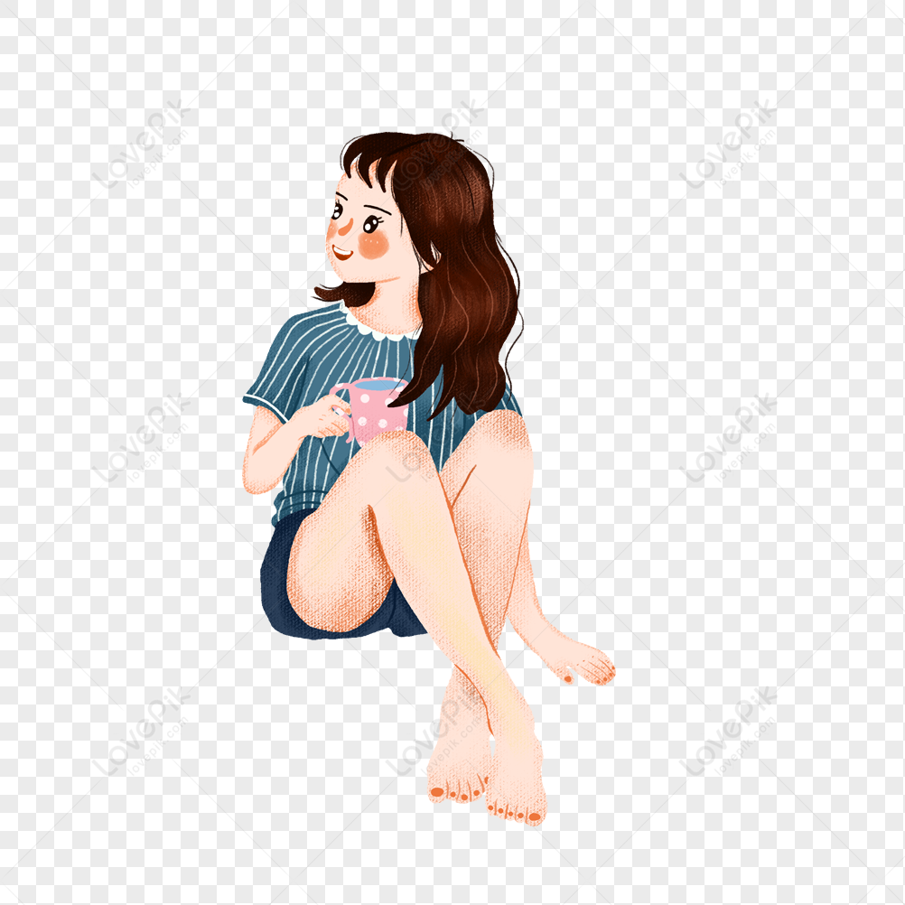 Girl Sitting And Drinking Water PNG Picture And Clipart Image For Free  Download - Lovepik | 401553185