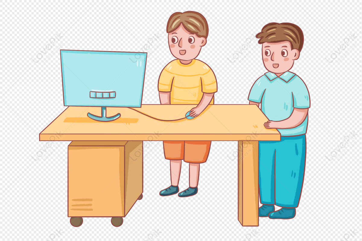 student on computer clipart