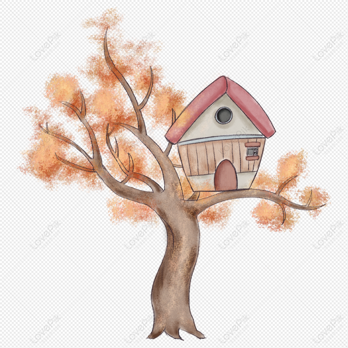 Раскрашенный вручную творческий дом на дереве изображение_Фото номер  401571749_PSD Формат изображения_ru.lovepik.com