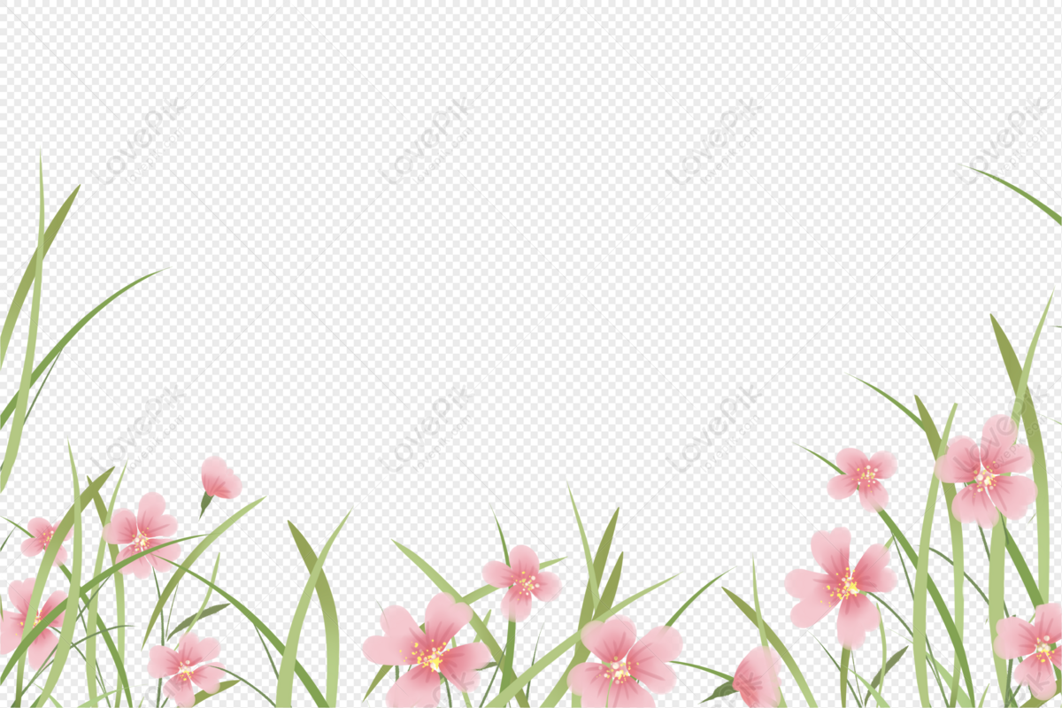 손으로 그린 신선한 핑크 꽃 식물 꽃 배경 Png 일러스트 무료 다운로드 - Lovepik