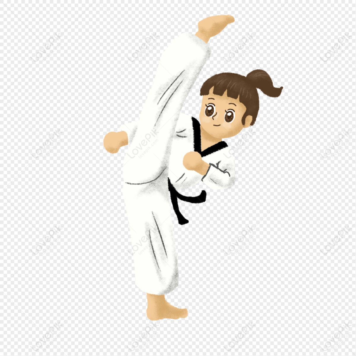 Hand Painted Small Fresh Cartoon Summer Enrollment Taekwondo Gir PNG Image  And Clipart Image For Free Download - Lovepik | 401559718