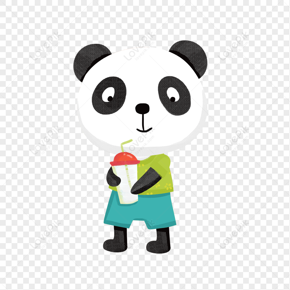 Panda com drink para colorir - Imprimir Desenhos