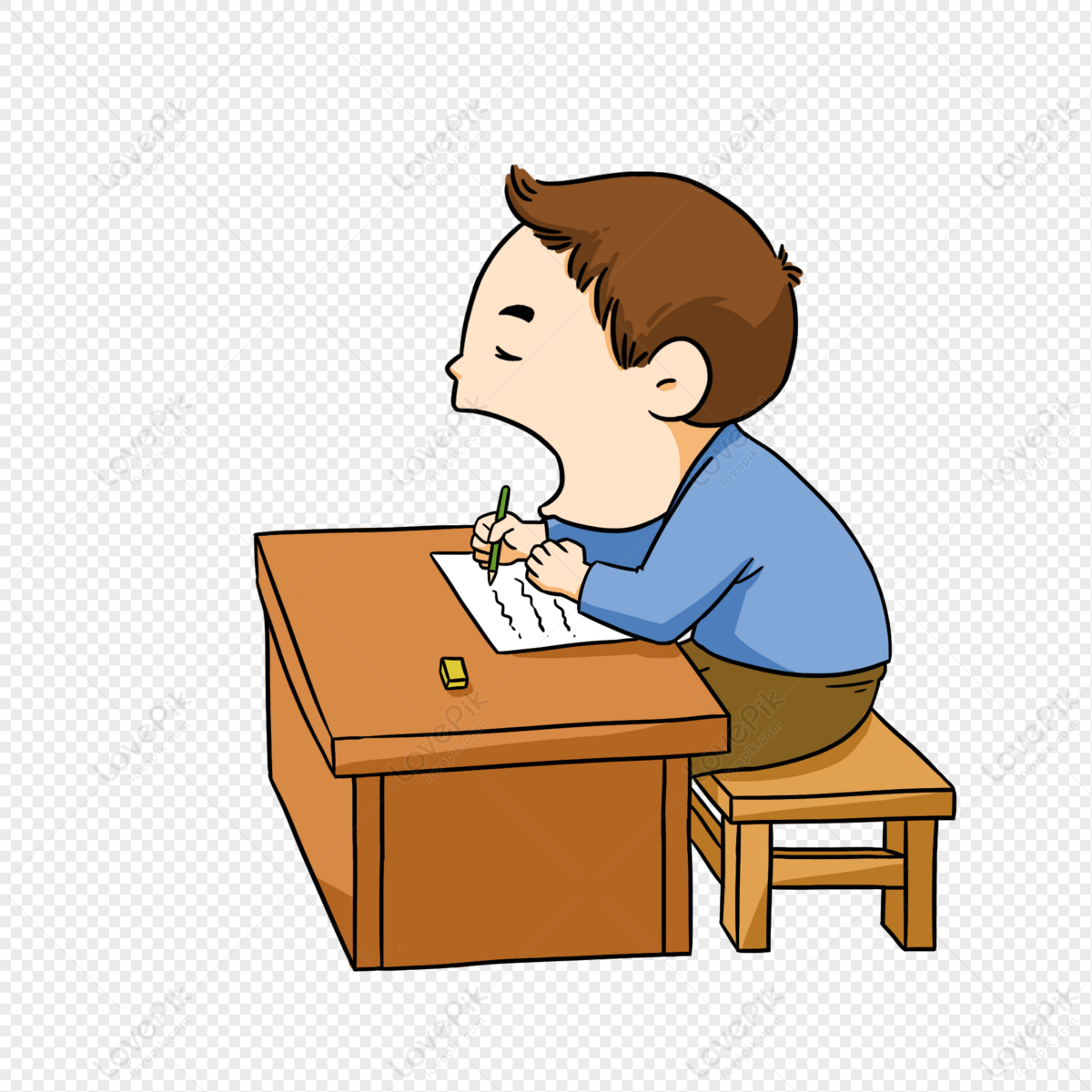 student writing animation