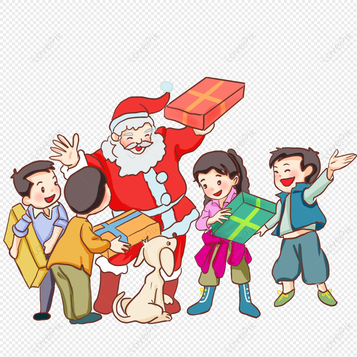 Santa Claus And Children PNG Transparent Background And Clipart Image ...