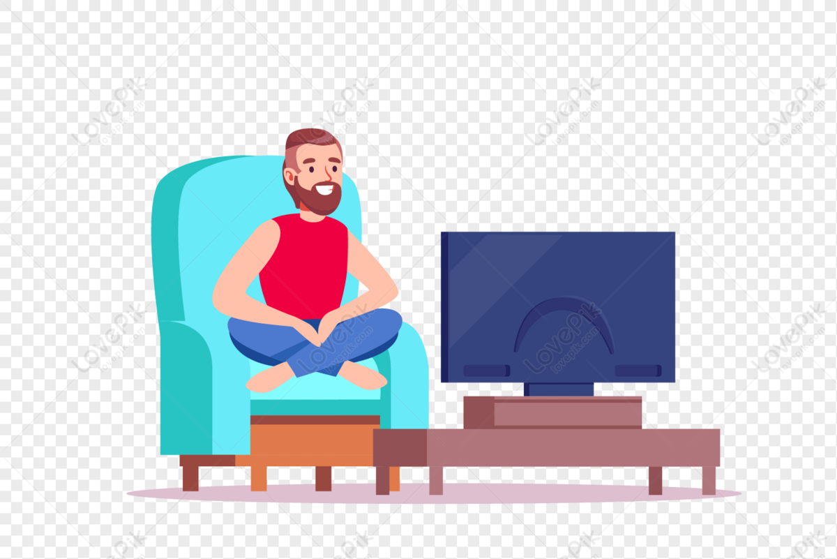 little kid watching television and feel happy Stock Vector | Adobe Stock