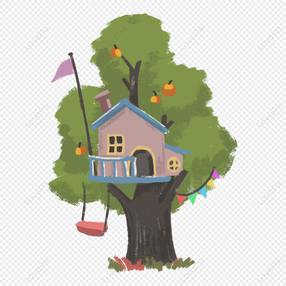 Tree House On Cartoon Fruit Tree Free PNG And Clipart Image For Free  Download - Lovepik | 401549679
