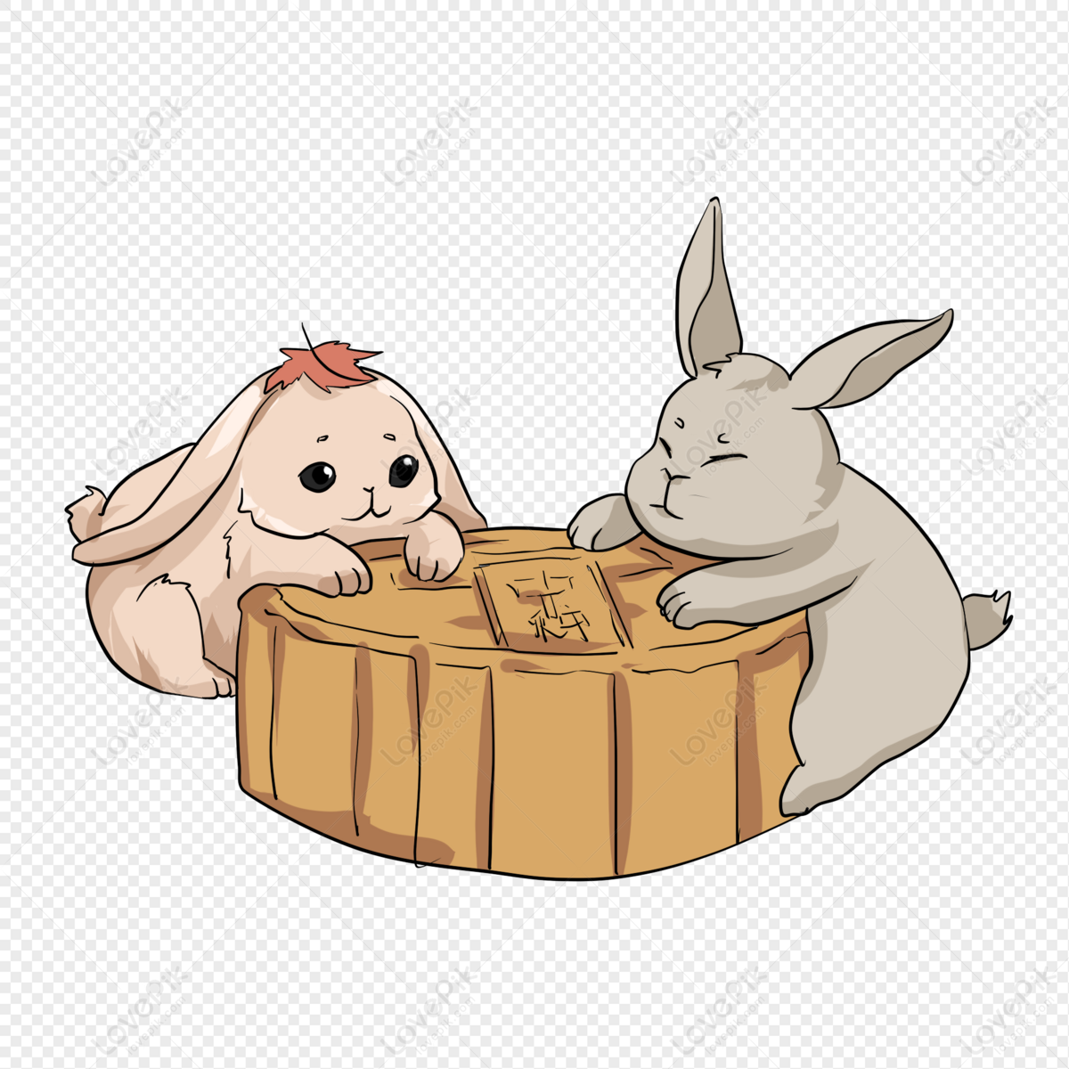 Two Rabbits Licking Moon Cakes PNG Free Download And Clipart Image For Free  Download - Lovepik | 401547563