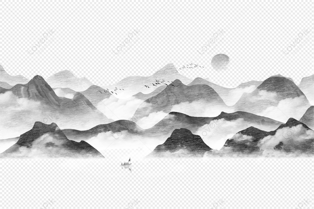 Asian Ink Landscape Painting PNG White Transparent And Clipart Image ...