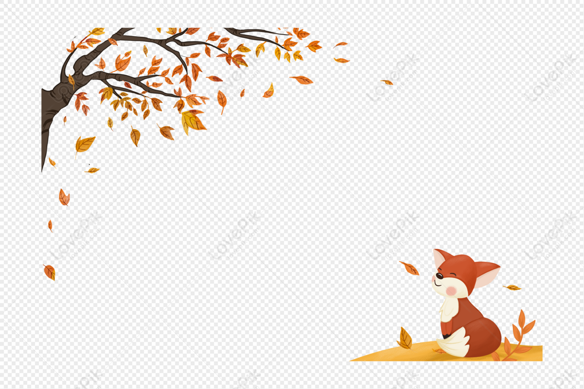 fall leaves cartoon border