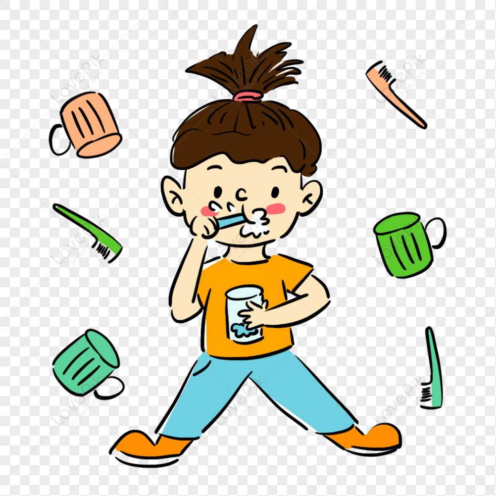 Cute Cartoon Girl Brushing Teeth Element PNG Image And Clipart Image For  Free Download - Lovepik | 401609488