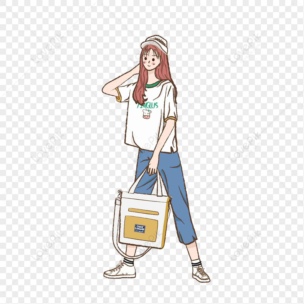 Girl With Schoolbag PNG, Vector, PSD, and Clipart With Transparent