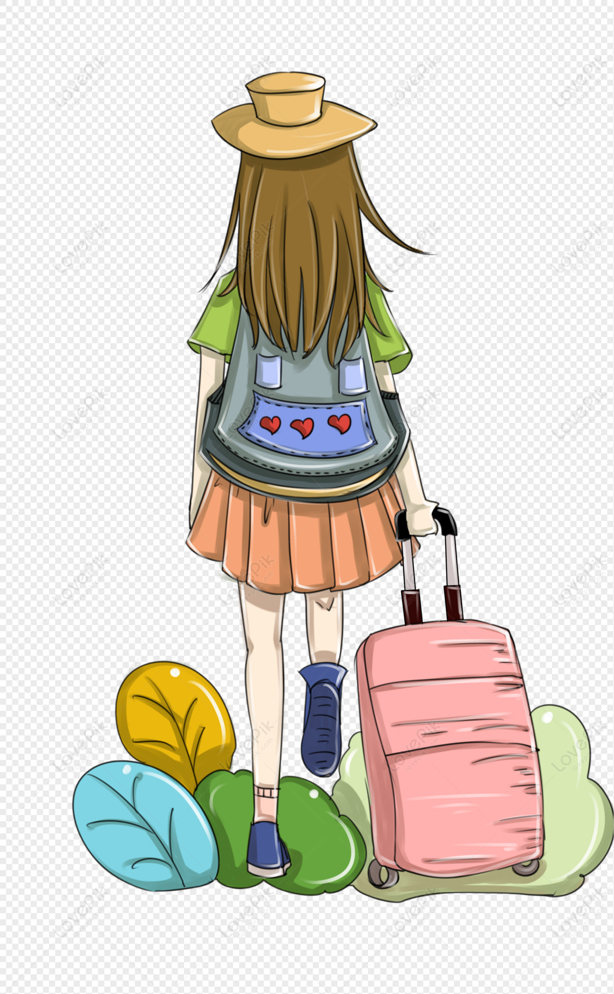 Girl traveling with luggage, travel luggage, travel, travel bag png transparent background