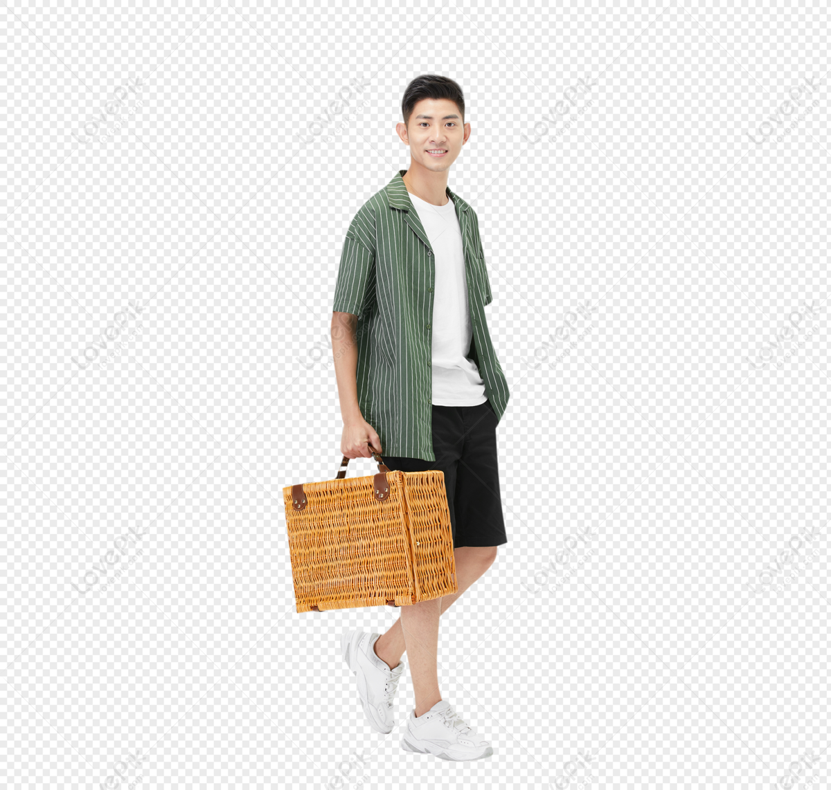 Handsome Young Man Holding A Vintage Suitcase PNG Transparent ...