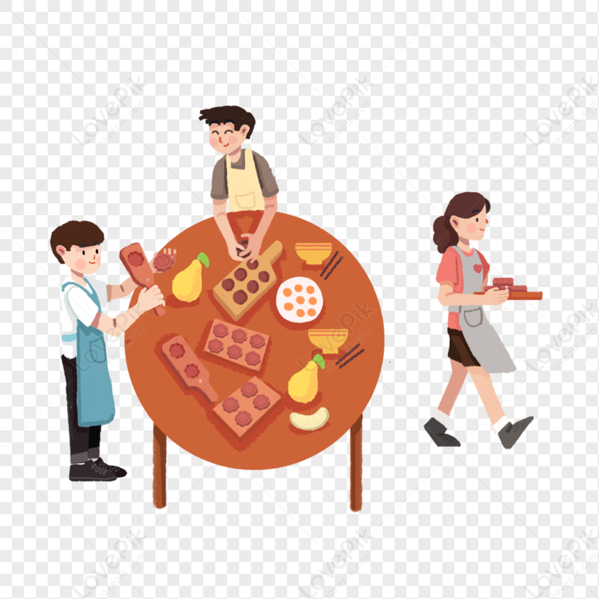 Mid Autumn Festival A Family Of Mooncakes PNG Image Free Download And ...