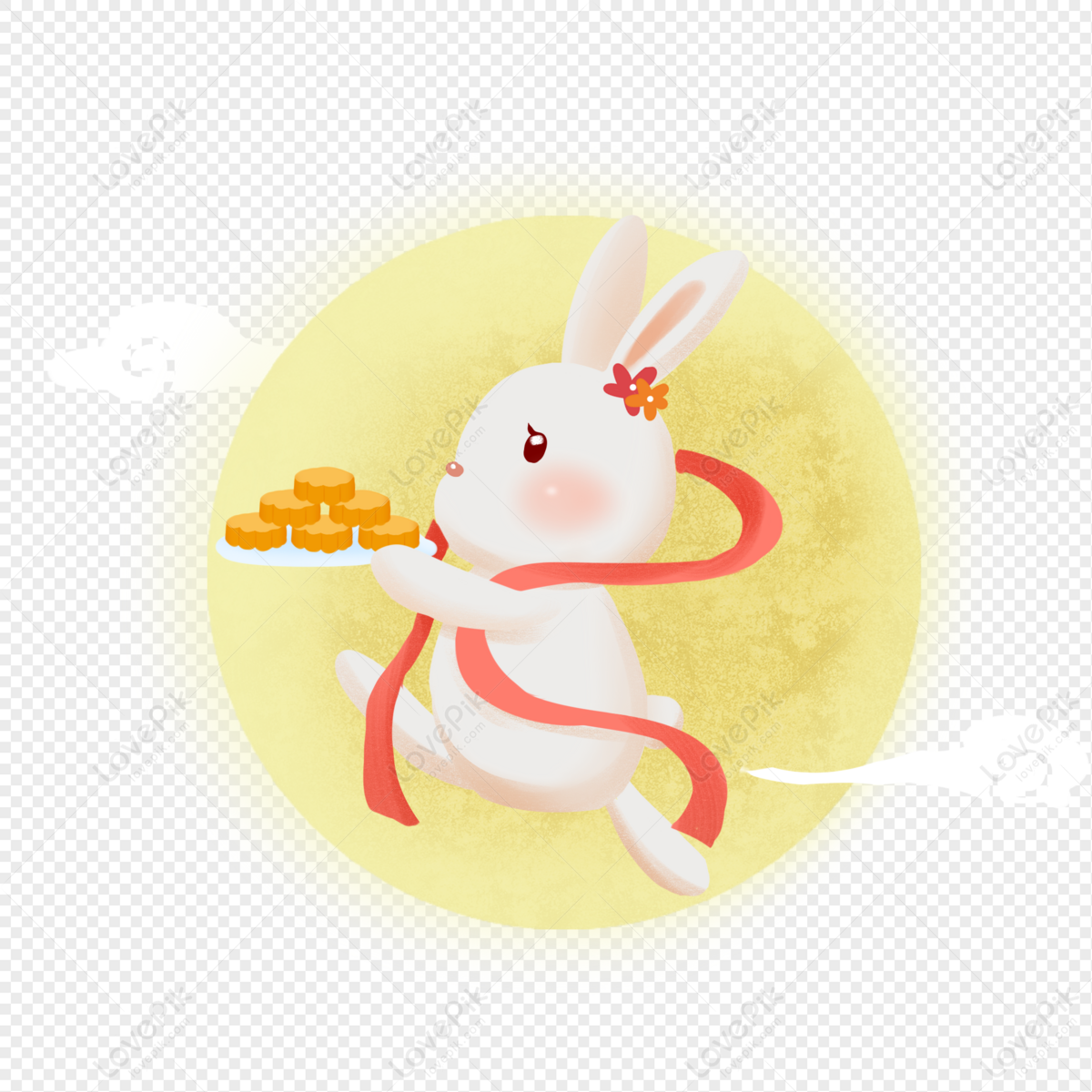 Premium Vector | Translation happy mid autumn festival. 3d realistic baked  mooncake and cute rabbit design poster