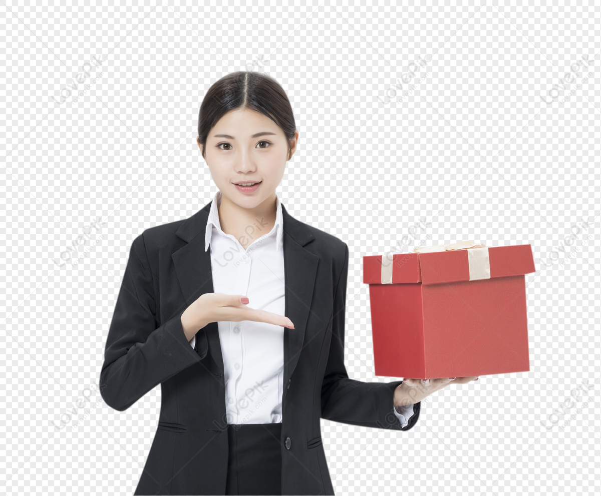 Professional woman giving a present, shelf, give present, professional woman png picture