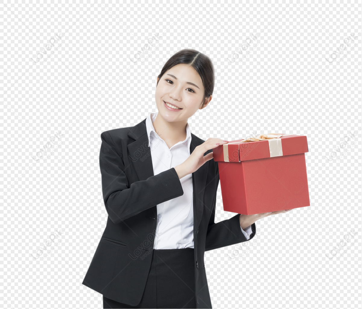Professional woman giving a present, Gift, portrait, company png transparent image