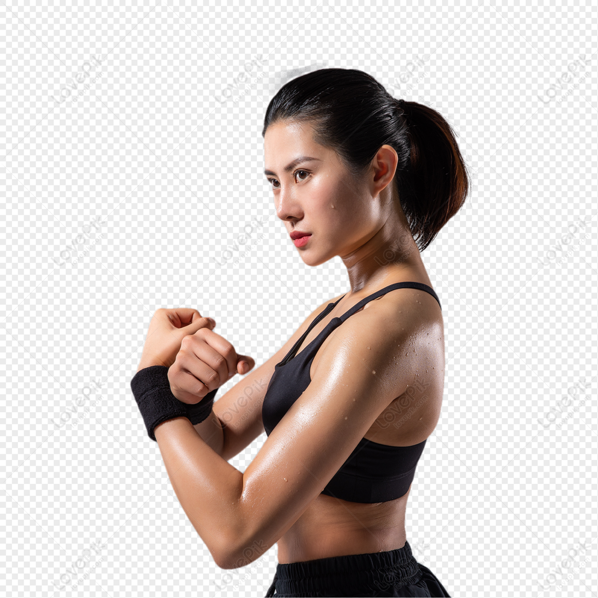 Premium PSD  A woman showing her muscles with the words fitness and fitness  on the back.