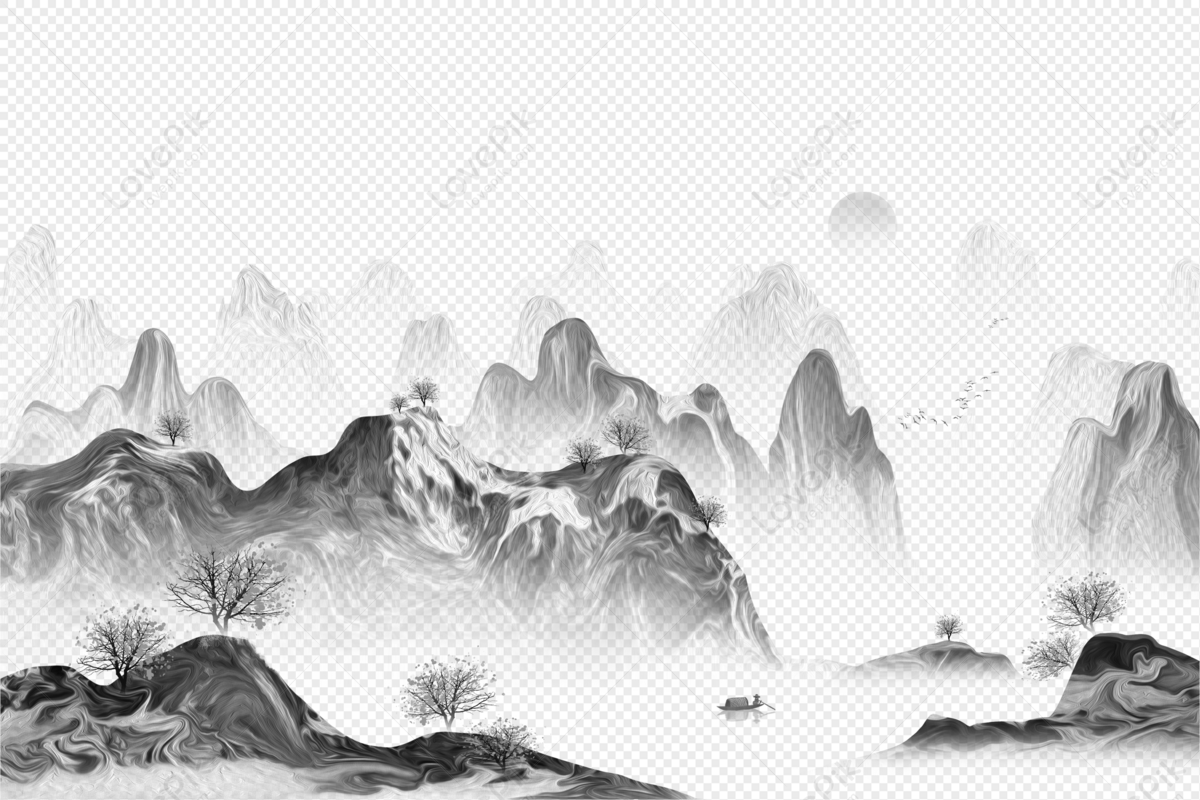 Beautiful Landscape Painting Elements PNG White Transparent And Clipart ...