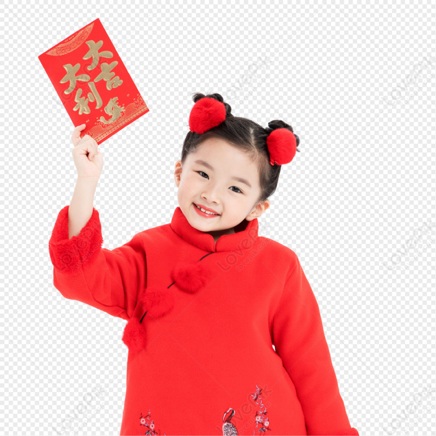 Chinese New Year, Girl, Happy Holding Red Envelope, East Asians, Joy ...