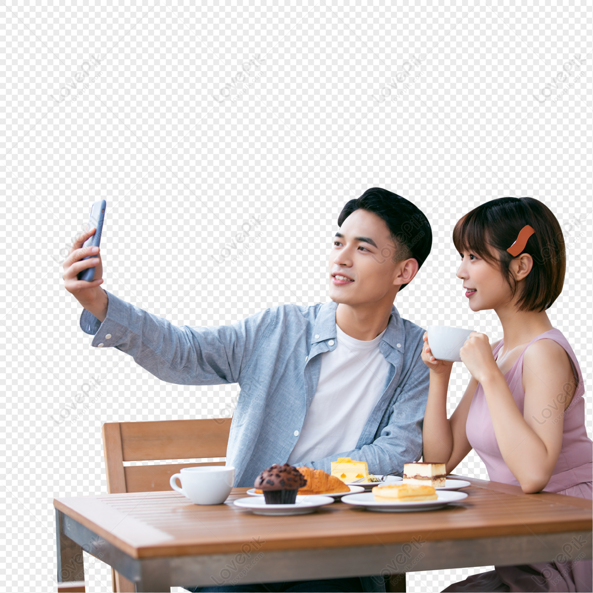 Couple Afternoon Tea Selfie PNG Image And Clipart Image For Free Download -  Lovepik | 401627498