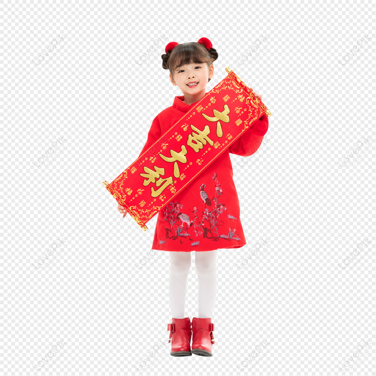 Cute Girl Holding Spring Couplet, Cute Girl Holding Spring Festival ...