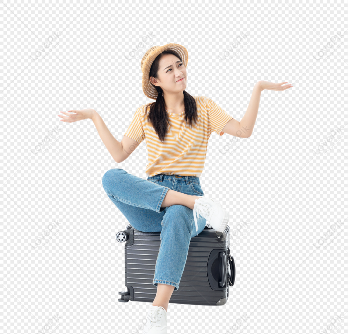 Cute teenage girl traveling, young, funny, youth png image