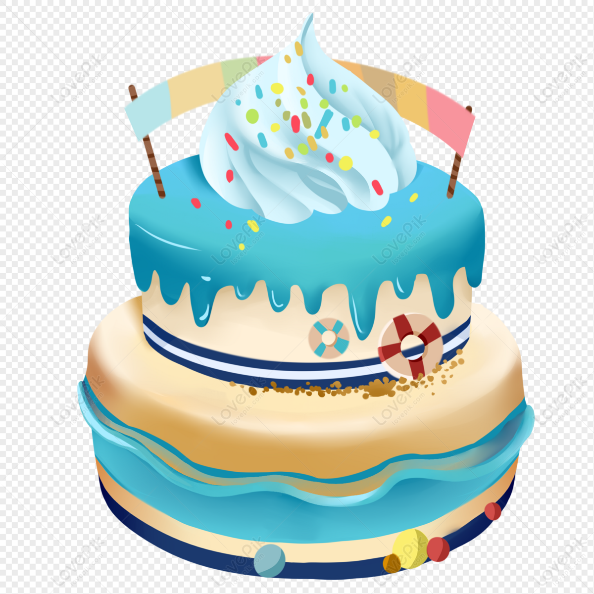 Pink And Gold Birthday Cake 21685998 PNG