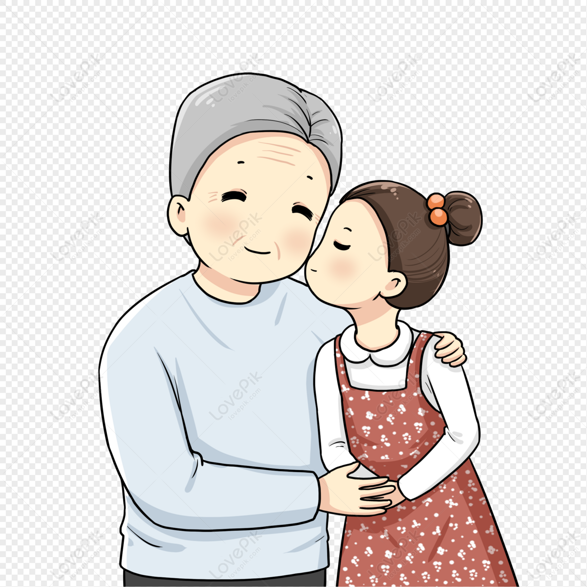 Girl Kissing Grandpa Free PNG And Clipart Image For Free Download ...