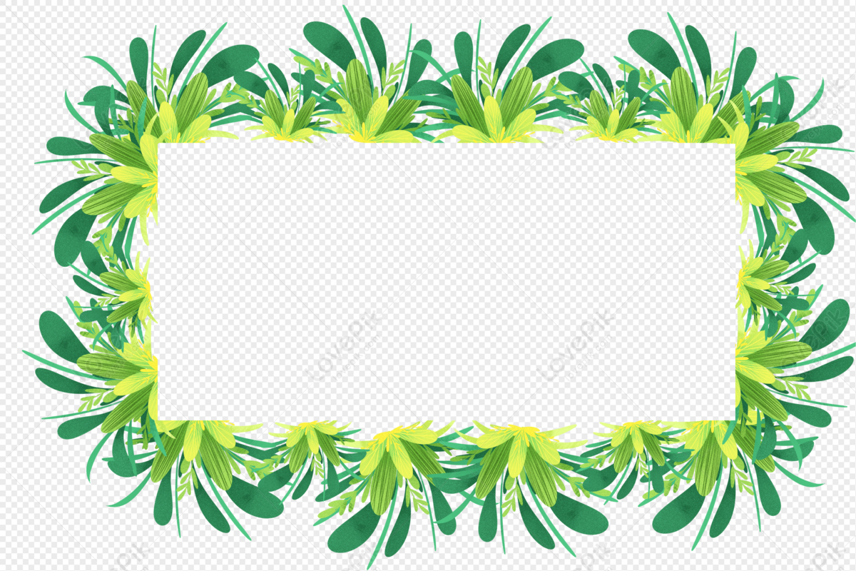 Green leaf border, foliage border, spring, safari patterns png transparent background