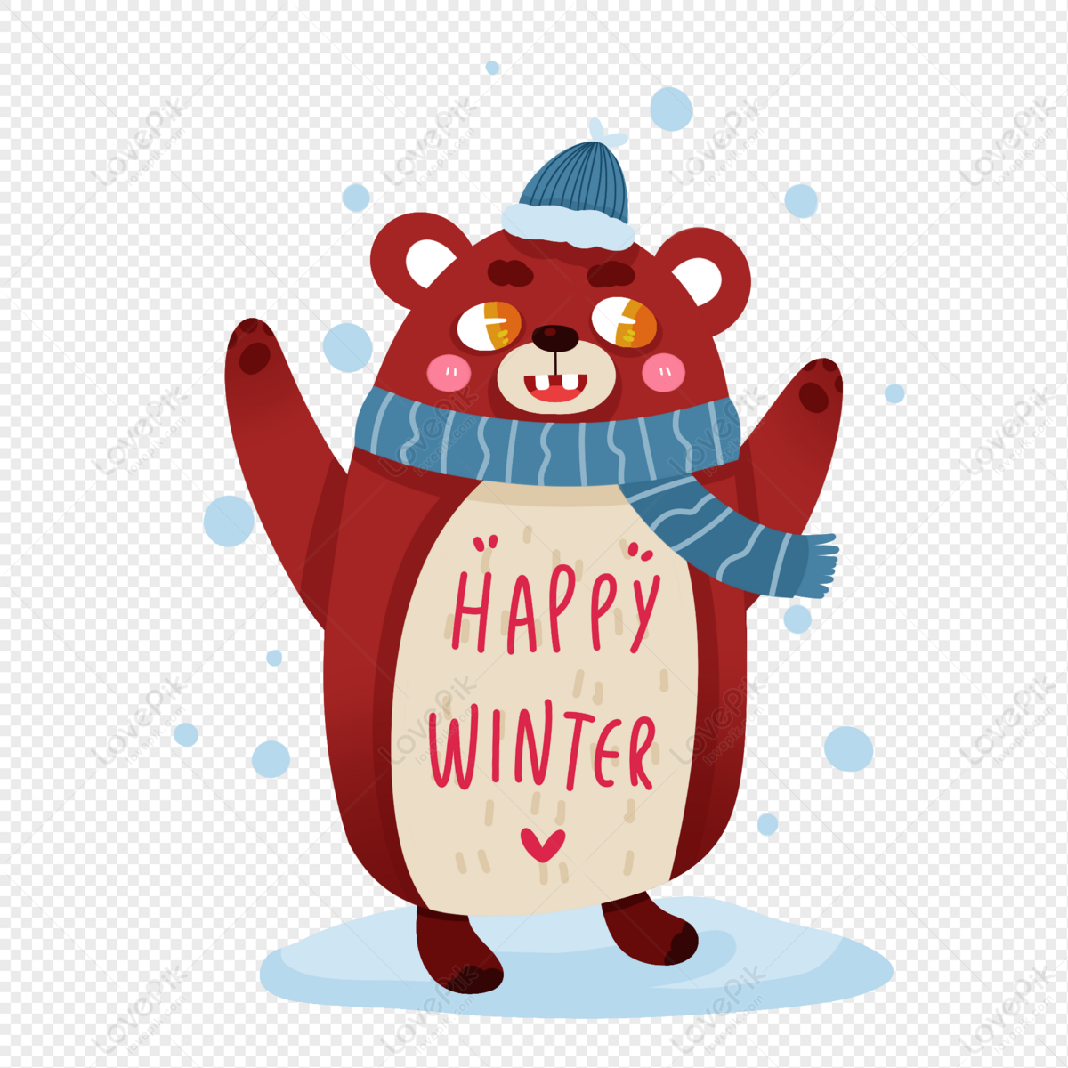 Happy Winter Bear PNG Image And Clipart Image For Free Download ...