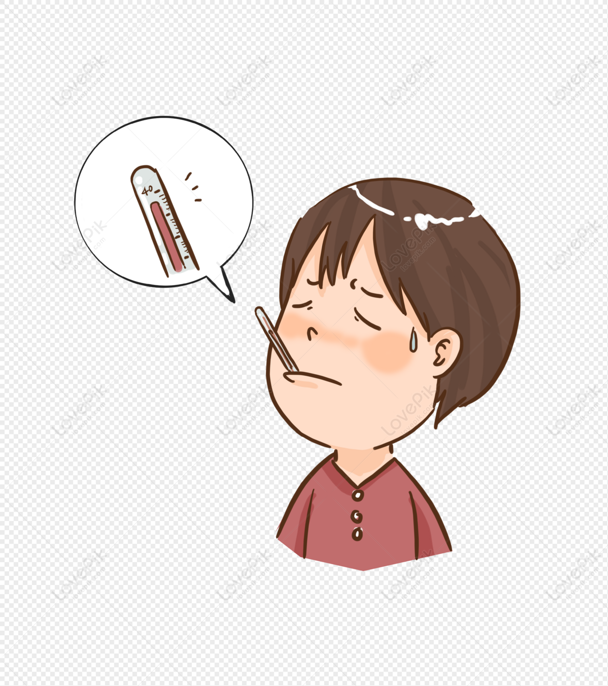 Illness With A Thermometer To Measure Body Temperature Free PNG And Clipart  Image For Free Download - Lovepik | 401641779