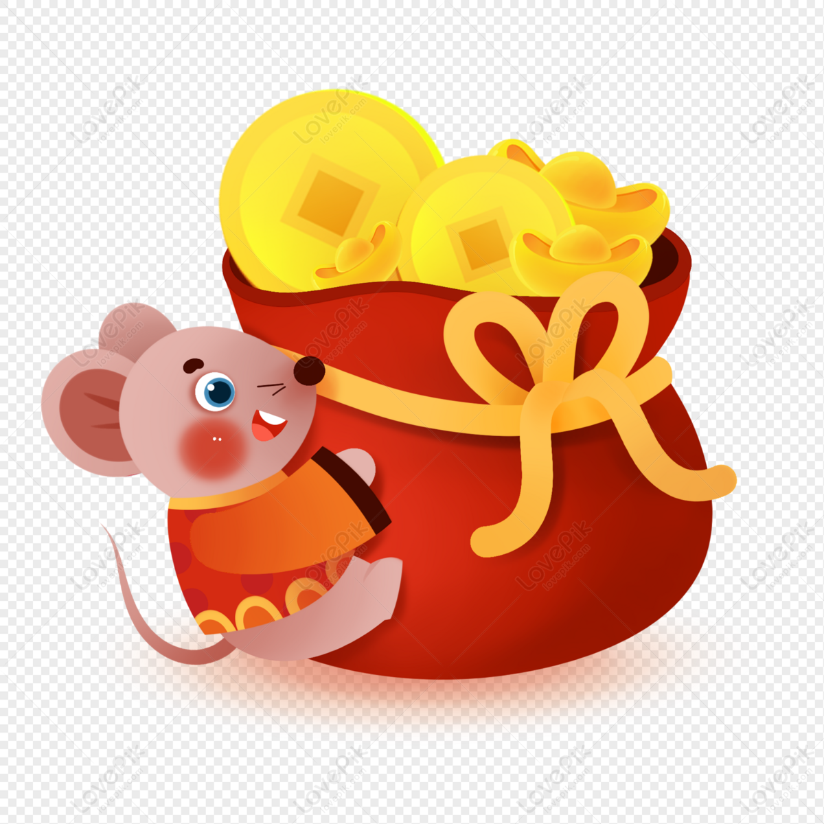 Lucky Rat With Lucky Bag PNG White Transparent And Clipart Image For ...